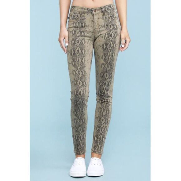 Judy Blue Skinny Fit Snake Print Jeans Size 7/28 Animal Print Mid Rise - Picture 1 of 12